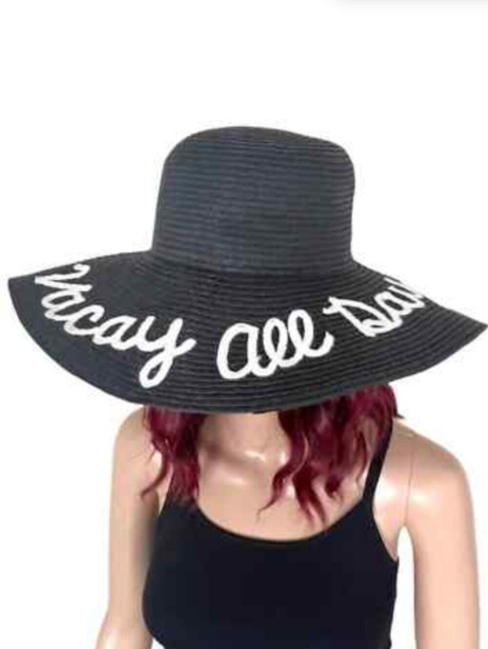 VACAY ALL DAY Straw Wide Brim Sun Hat